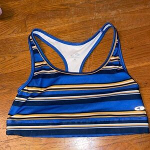 Champion stretchy soft gym sports bra workout blue gold yellow stripe